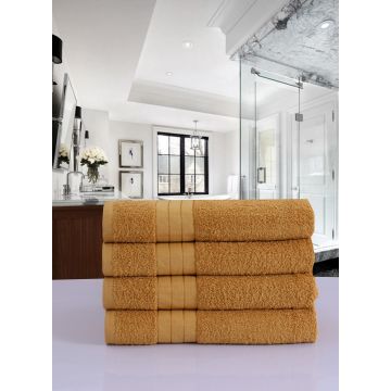 handtuch-set 50x100cm (4 stücke) nr:1000 ocker