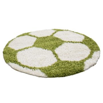 Fun Shaggy fußball kinderzimmer teppich hochflor rund Ø 120cm grün