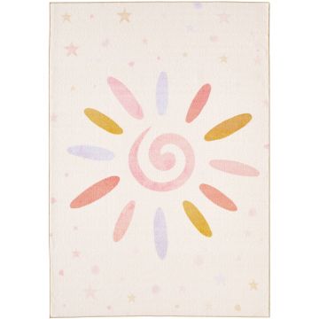 Play Blumen-Sonne kinderteppich antirutsch läufer 80x120cm creme