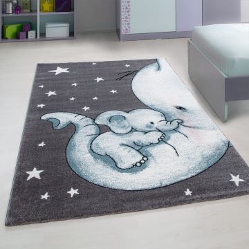 Kids Elefant kinderzimmer teppich kurzflor rechteckig 80x150cm blau