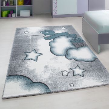 Kids Wolken kinderzimmer teppich kurzflor rechteckig 80x150cm blau