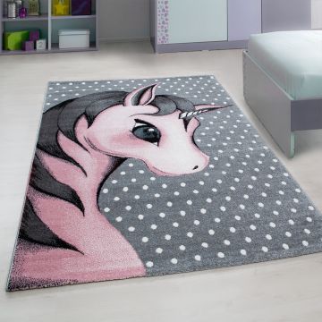 Kids Einhorn kinderzimmer teppich kurzflor rechteckig 120x170cm rosa