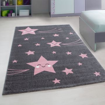Kids Sterne kinderzimmer teppich kurzflor rechteckig 120x170cm rosa