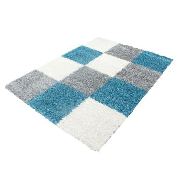 Life Shaggy Block teppich hochflor rechteckig 120x170cm türkis