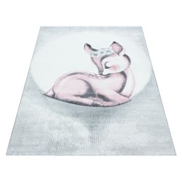 Bambi Reh kinderzimmer teppich kurzflor rechteckig 120x170cm rosa