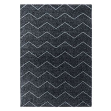 Rio Zigzag teppich hochflor läufer 80x250cm grau