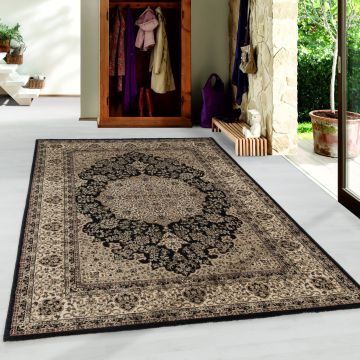 Kashmir Celtik teppich kurzflor rechteckig 80x150cm schwarz