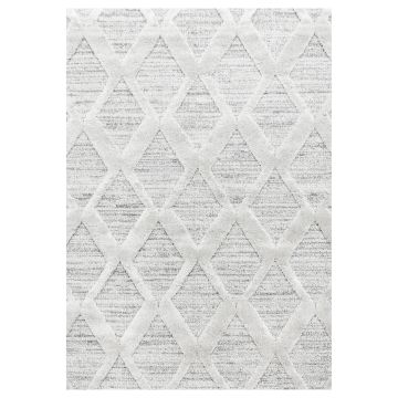 Pisa Rhombus teppich hochflor läufer 80x250cm grau