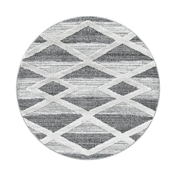 Pisa Trapeze teppich hochflor rund Ø 80cm grau