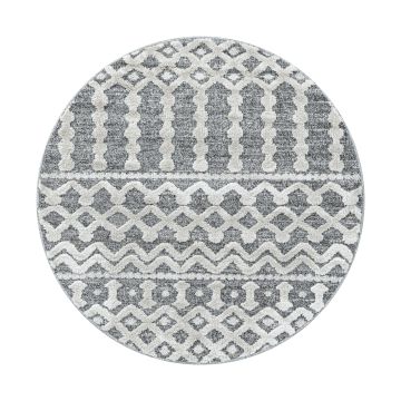 Pisa Wavy teppich hochflor rund Ø 80cm grau