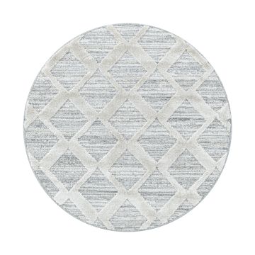 Pisa Rhombus teppich hochflor rund Ø 80cm grau