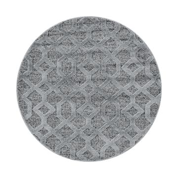 Pisa Web teppich hochflor rund Ø 80cm grau
