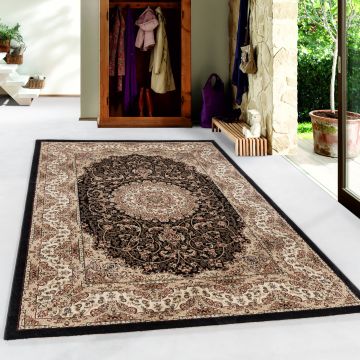 Kashmir Ardahan teppich kurzflor rechteckig 240x340cm schwarz