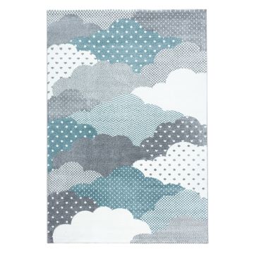 Bambi Wolken kinderzimmer teppich kurzflor rechteckig 140x200cm blau