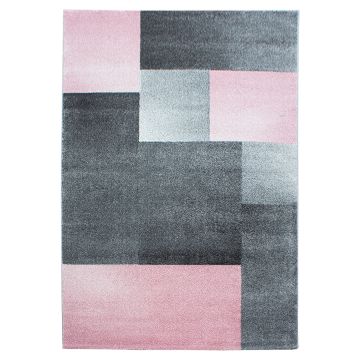 Lucca Block teppich kurzflor rechteckig 240x340cm rosa