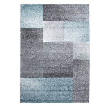 Lucca Block teppich kurzflor rechteckig 140x200cm blau