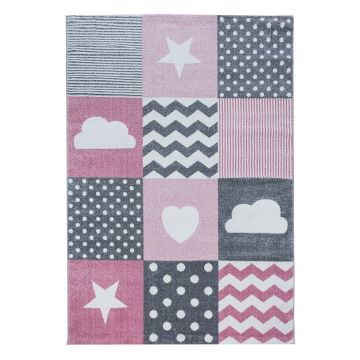 Kids Wunderland kinderzimmer teppich kurzflor rechteckig 140x200cm rosa