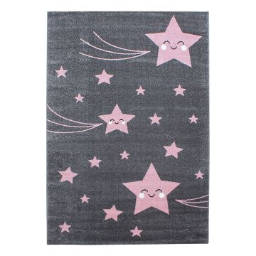 Kids Sterne kinderzimmer teppich kurzflor rechteckig 200x290cm rosa