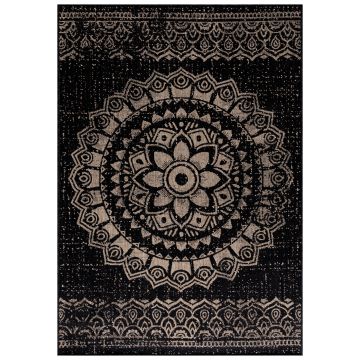 Sunny Kara teppich indoor/outdoor läufer 80x250cm schwarz
