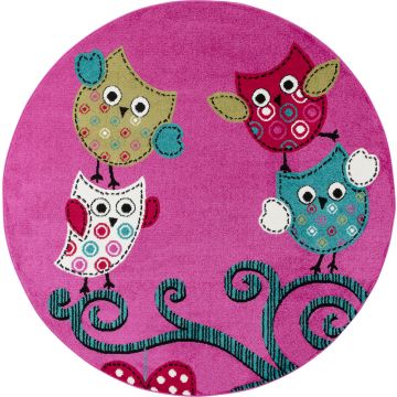 Kids Eulen kinderzimmer teppich kurzflor rund Ø 160cm lila