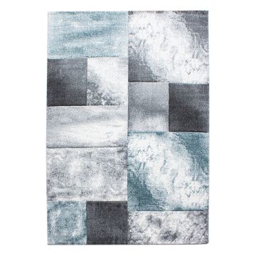 Hawaii Tetris teppich kurzflor rechteckig 140x200cm blau