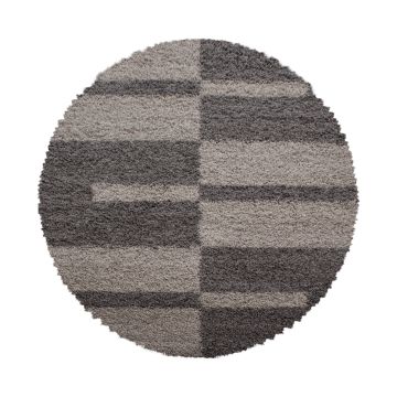 Gala Shaggy teppich hochflor rund Ø 120cm taupe