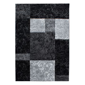 Hawaii Blöcke teppich kurzflor rechteckig 140x200cm schwarz