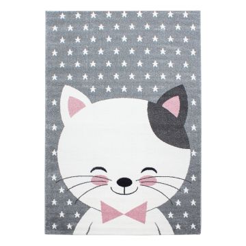 Kids Kätzchen kinderzimmer teppich kurzflor rechteckig 140x200cm rosa