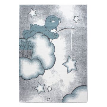 Kids Wolken kinderzimmer teppich kurzflor rechteckig 140x200cm blau