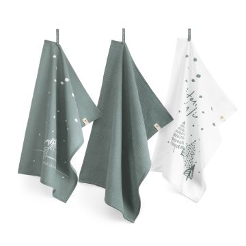 Hello Winter küchentuch-set 50x70cm jade (3 stück)