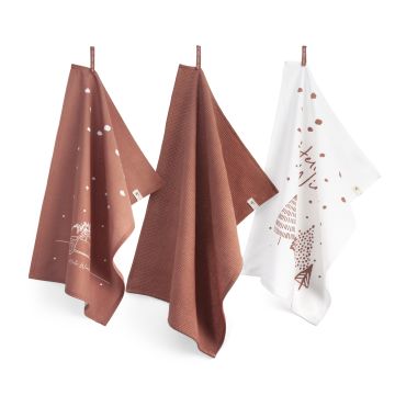 Hello Winter küchentuch-set 50x70cm terra (3 stück)