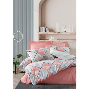 Mode Line bettwäsche-set 200x220cm baumwolle renforce tetragon pink