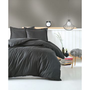 Elegant Stripe bettwäsche-set 200x220cm satin anthrazit
