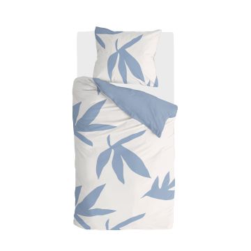 Simple Leaves bettwäsche 140x220cm wollweiß/denim