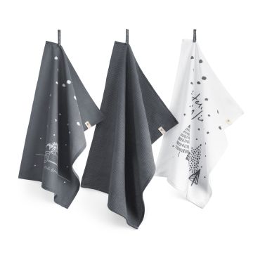 Hello Winter küchentuch-set 50x70cm blau (3 stück)