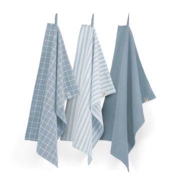 Dry weißh Cubes Uni, Stripes & Blocks küchentuch-set 50x70cm denim (3 stück)