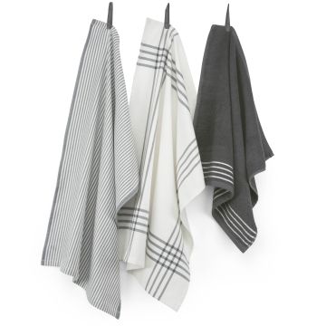 Superior küchentuch-set 50x70cm (2 stück) und 50x50cm (1 stück) anthrazit