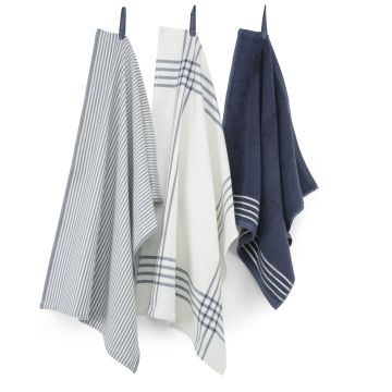 Superior küchentuch-set 50x70cm (2 stück) und 50x50cm (1 stück) blau