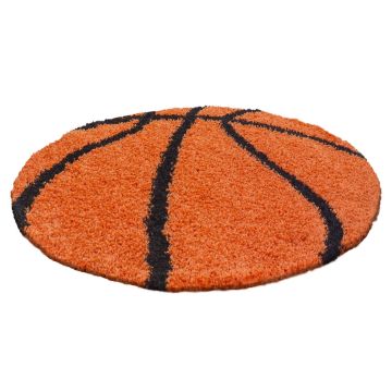 Fun Shaggy basketball kinderzimmer teppich hochflor rund Ø 100cm orange