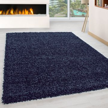 Life Shaggy teppich hochflor läufer 100x200cm navy blau