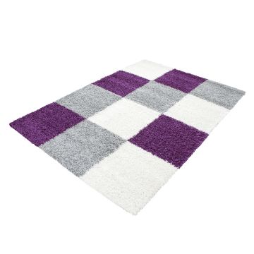 Life Shaggy Block teppich hochflor rechteckig 60x110cm lila