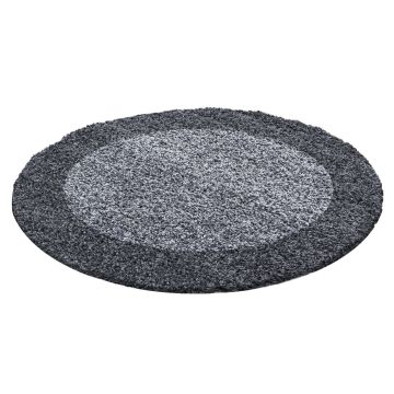 Life Shaggy Schatten teppich hochflor rund Ø 200cm grau