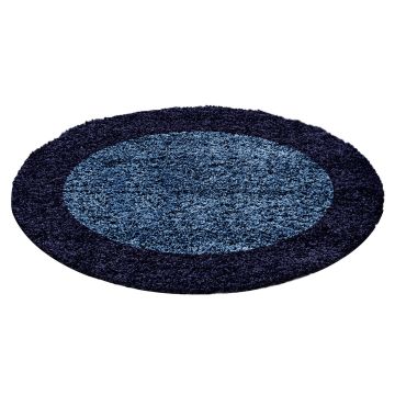 Life Shaggy Schatten teppich hochflor rund Ø 200cm navy blau