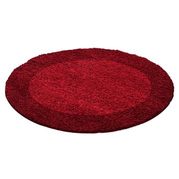 Life Shaggy Schatten teppich hochflor rund Ø 200cm rot