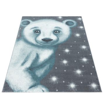 Bambi Eisbär kinderzimmer teppich kurzflor rechteckig 80x150cm blau