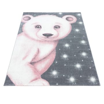 Bambi Eisbär kinderzimmer teppich kurzflor rechteckig 80x150cm rosa