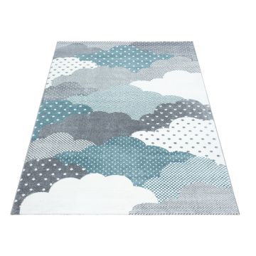 Bambi Wolken kinderzimmer teppich kurzflor rechteckig 80x150cm blau