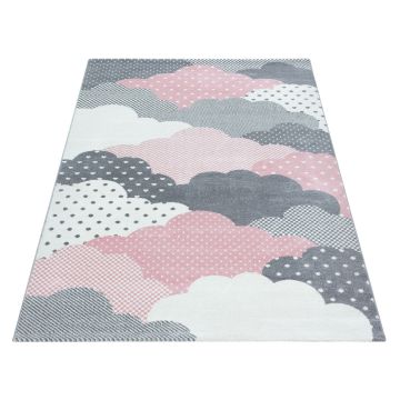 Bambi Wolken kinderzimmer teppich kurzflor rechteckig 80x150cm rosa