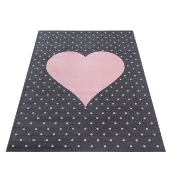 Bambi Herz kinderzimmer teppich kurzflor rechteckig 80x150cm rosa