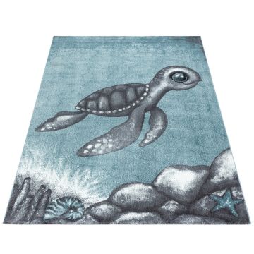 Bambi Schildkröte kinderzimmer teppich kurzflor rechteckig 160x230cm blau